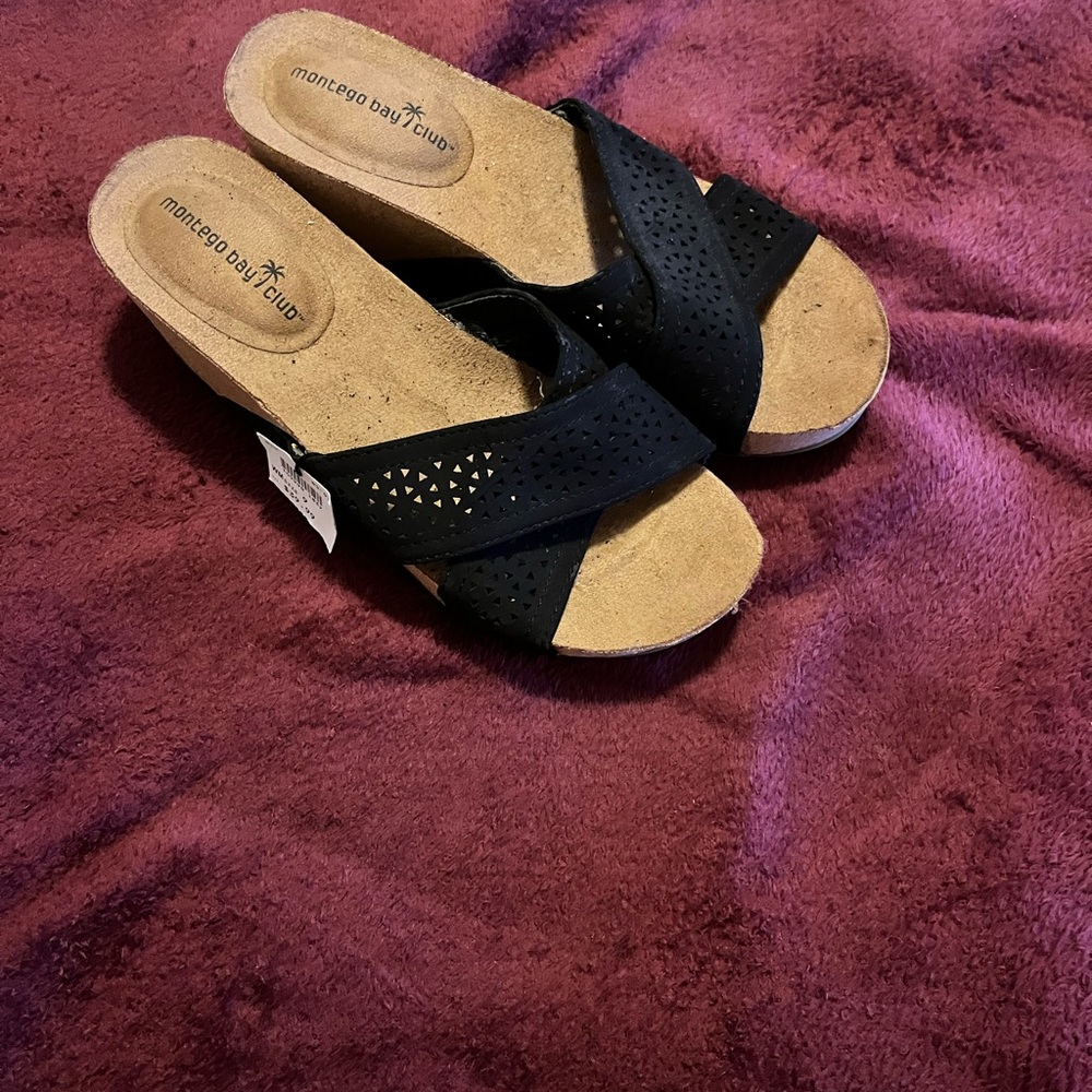 Black Wedge Sandals